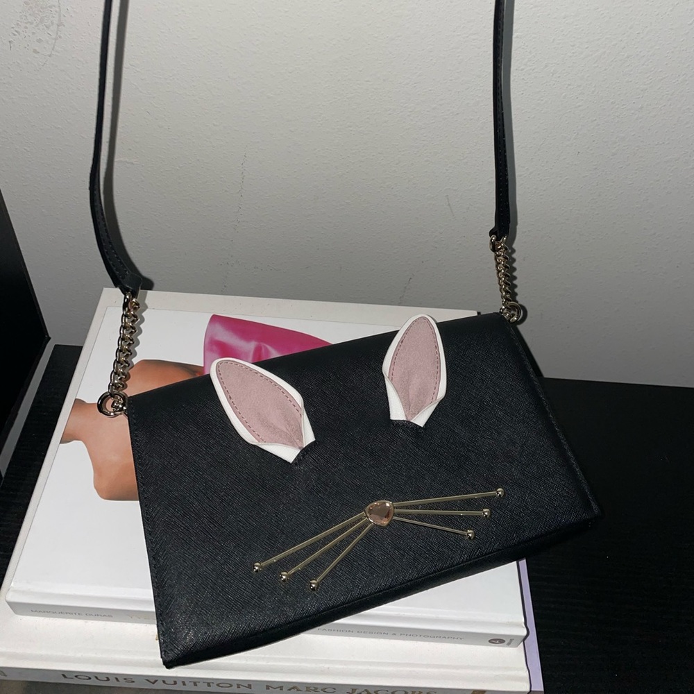 RARE!! Kate Spade Bunny Rabbit Leather Clutch Purse Crossbody Bag